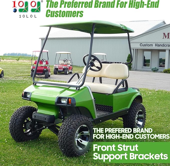 10L0L Golf Cart Front Roof Strut Brackets for Club Car DS 2000-up with Steel Screw Bushings Repair Kit, Heavy Duty Strut Support Reinforcement Repair