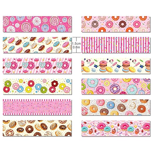 Donut Washi Tape Set 12 Rolls, Cute Washi Tape Candy Cake Gifts Wrapping - Image 2