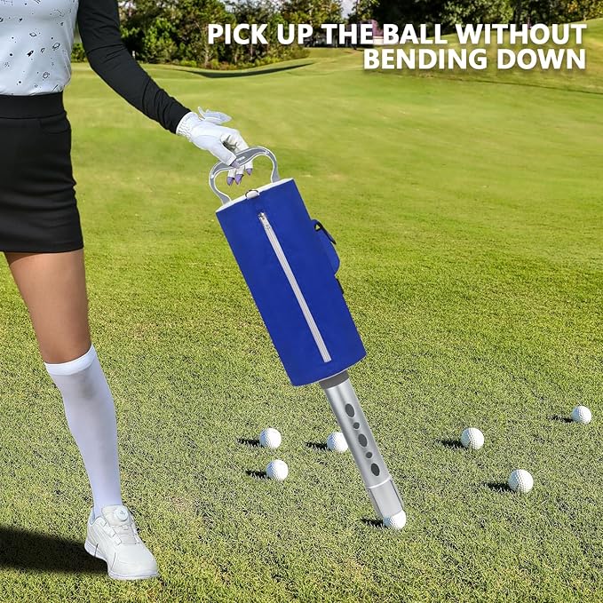HOW TRUE Golf Ball Shag Bag with Aluminum Handle and Frame | Shag Bag for Golf Balls Golf Ball Retriever | Hold up to 70 Balls