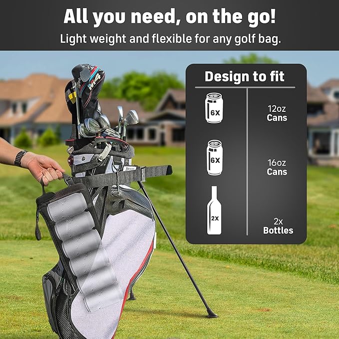 Frostbox Golf Bag Cooler with Ice Pack | Insulated 6-Can Beer Sleeve | Stays Cold for Hours Discreet Hidden Design - Fits in Golf Bag