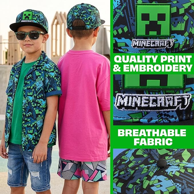 Spongebob | Minecraft | Fortnite | Super Mario | Kids Baseball Cap & Sunglasses with UV Protection, Gifts for Boys