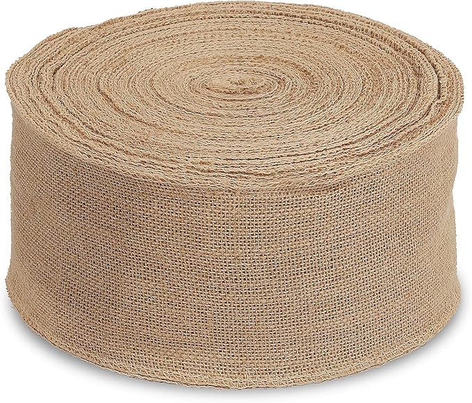 KINJOEK 4 Inch Wide 11 Yards Burlap Ribbon, Natural Jute Fabric Ribbon Crafts by KINJOEK