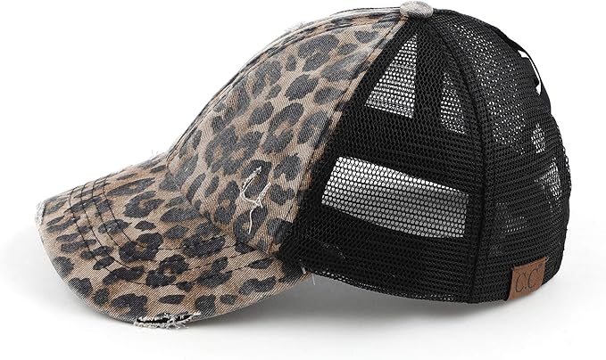 C.C Ponycap Messy High Bun Ponytail Adjustable Glitter Mesh Trucker Baseball Cap