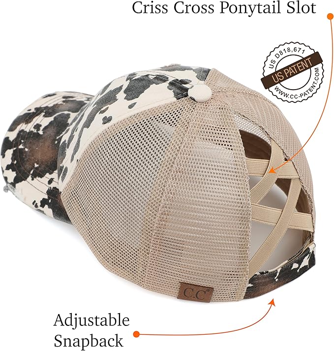 C.C Ponycap Messy High Bun Ponytail Adjustable Glitter Mesh Trucker Baseball Cap