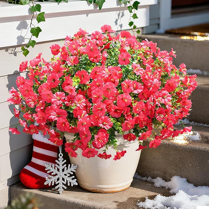 Fake Plants Artificial Flowers for Outdoor Outside Summer Decoration, 12 - Image 2
