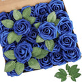 AmyHomie Artificial Flower Royal Blue Rose 25pcs Real Looking Fake Roses w/Stem by AmyHomie