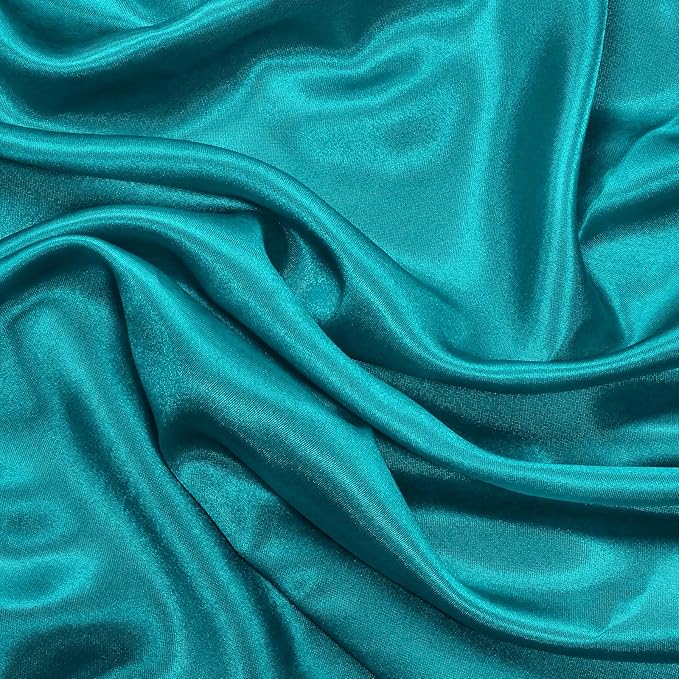 RUDONG M Teal Satin Fabric by The Yard, 1 Yard x 60 Inch Wide Silky Charmeuse - Image 7