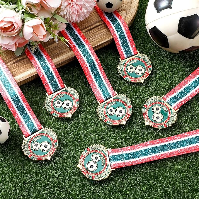 Ecation Medals with Neck Ribbons Soccer Awards Medals Baseball Team Awards Softball T-Ball Flag Football Trophy for Kids Sports Competitions Celebration Gift
