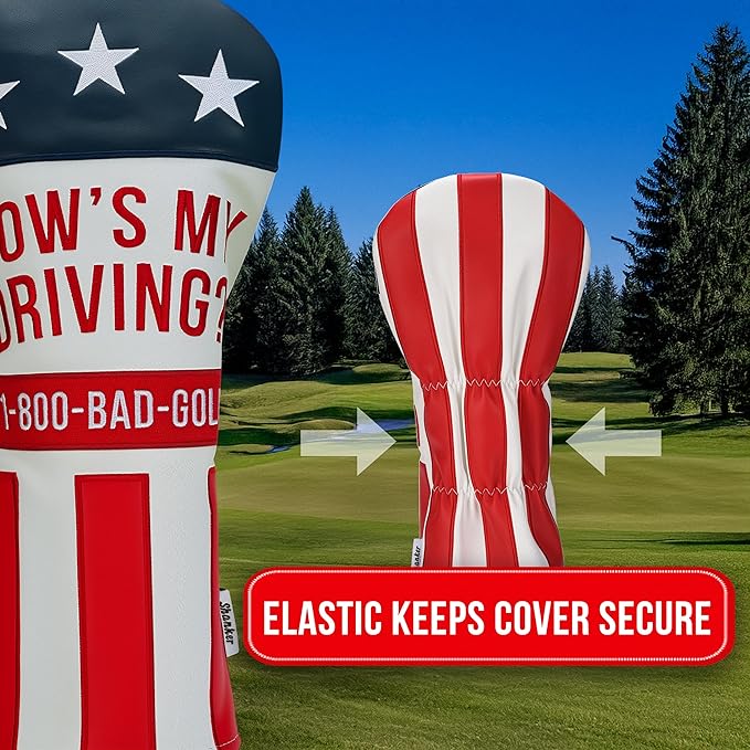 Shanker Golf - Funny Driver Headcover - How's My Driving Driver Cover - Funny Golf Gift for Men - Tour Grade PU Leather - Soft Velour Lining – Fits All Drivers - Funny Golf Gift for Men