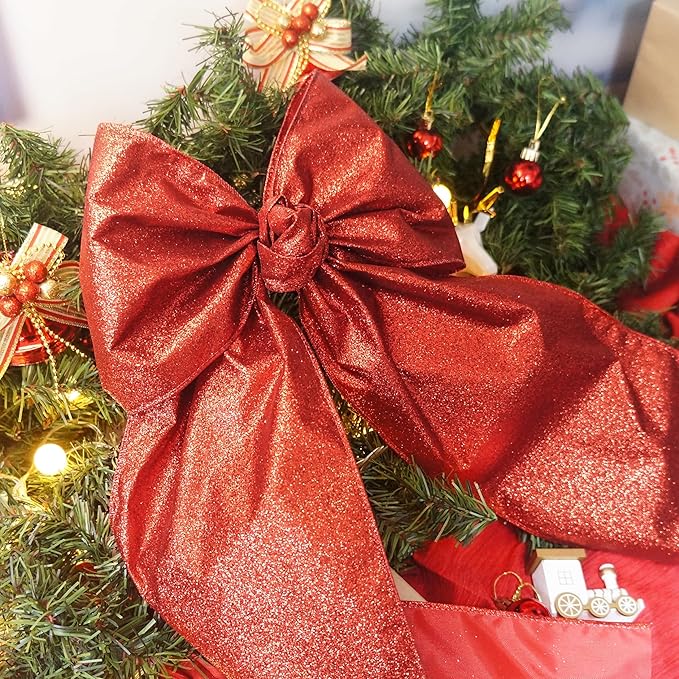 CT CRAFT LLC Glitter Wired Ribbon 6" x 10 Yards Red - Image 6