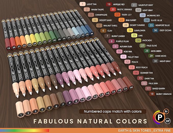 36 Acrylic Paint Pens Skin and Natural Earth Tone Marker Set - Image 6