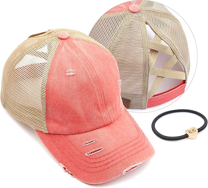 C.C Ponycap Messy High Bun Ponytail Adjustable Glitter Mesh Trucker Baseball Cap