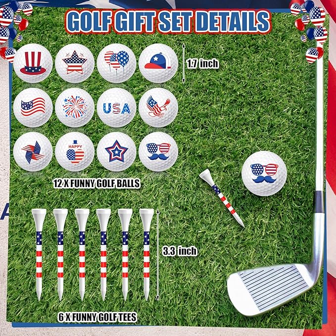 MiniInflat 18 Pcs Funny Golf Balls Gifts Set 12 Humor Golf Balls and 6 Tees for Men Women Coworkers Employees Golfers Birthday Retirement