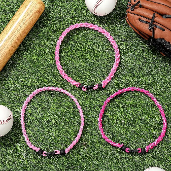 Junkin Baseball Necklaces Three Braided Rope Titanium Necklace for Fans Team Gifts Boys Men Player Softball Sports