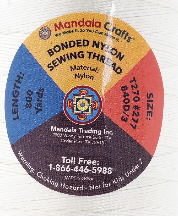 Mandala Crafts Heavy Duty Bonded Nylon Thread White - Image 4