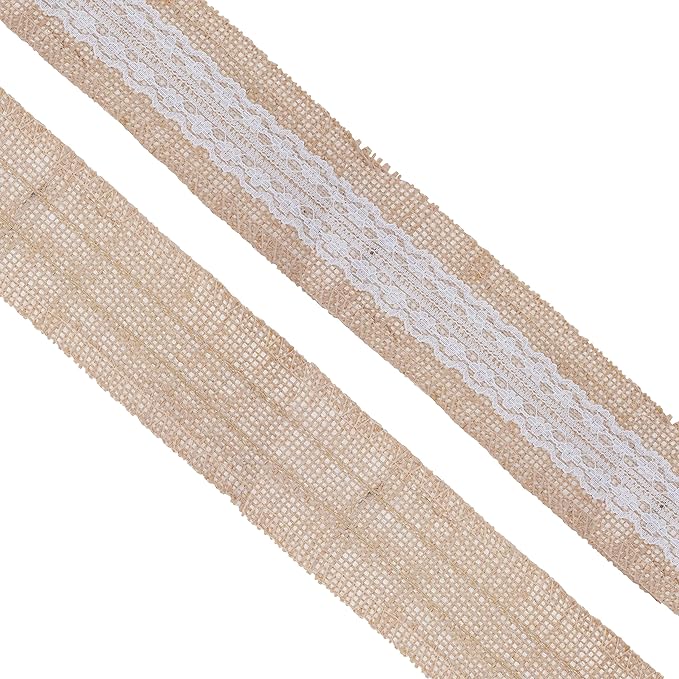Mandala Crafts Burlap and Lace Ribbon 2 Inches Wide Jute Ribbons - Image 2