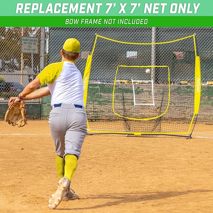 GoSports Replacement 7 x 7 ft Baseball Net - NET ONLY - Frame NOT Included - Choose Your Color