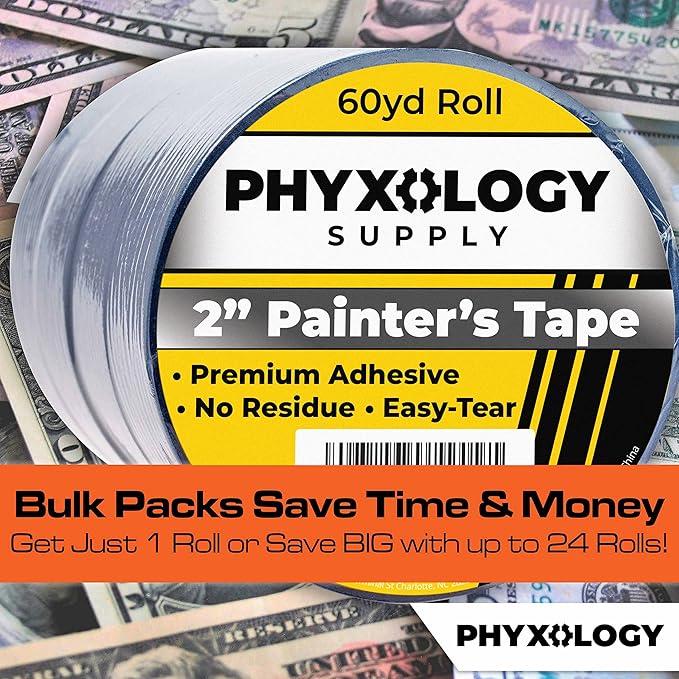 No-Residue 2 Inch, 60 Yard Blue Painters Tape 1 Pk. Easy-Tear, Pro-Grade - Image 7