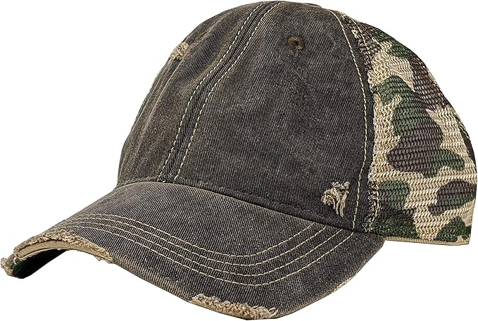 Vintage Distressed Baseball Cap – Unstructured Fit Adjustable Snapback Hat for Men & Women