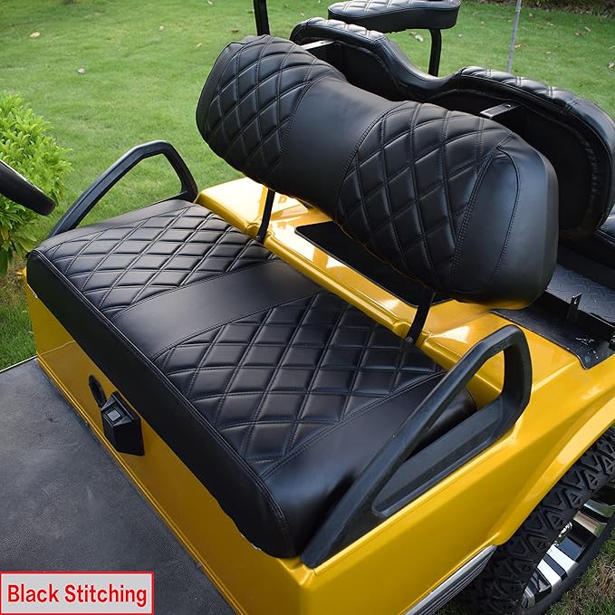 NOKINS Golf Cart Seat Cover, Black Diamond Pattern, Vinyl, Compatible with Club Car DS, Front Seat Cover, 2 Count
