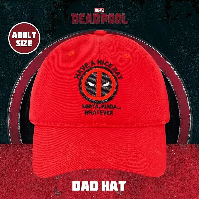 Marvel Deadpool Adjustable Baseball Hat with Curved Brim