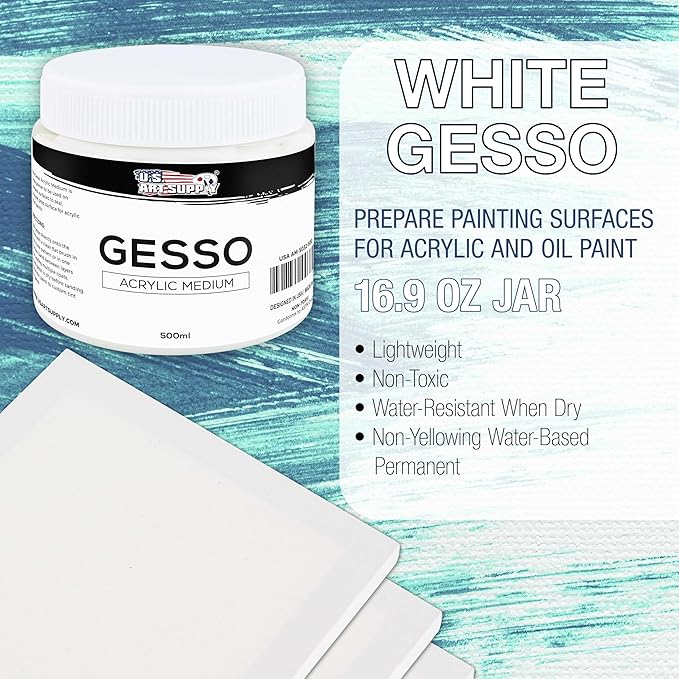 U.S. Art Supply White Gesso Primer - Image 2