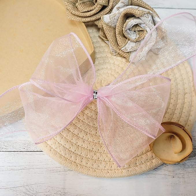 CT CRAFT LLC Sheer Organza Wired Ribbon 2.5" x 50Yards Pink - Image 7