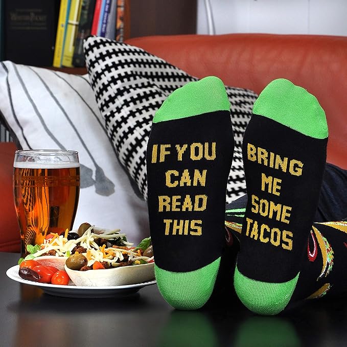 Cavertin Men's Funny Socks Hunting Fishing Football Baseball Gaming Golf Taco Pizza Bacon Christmas Gift for Men