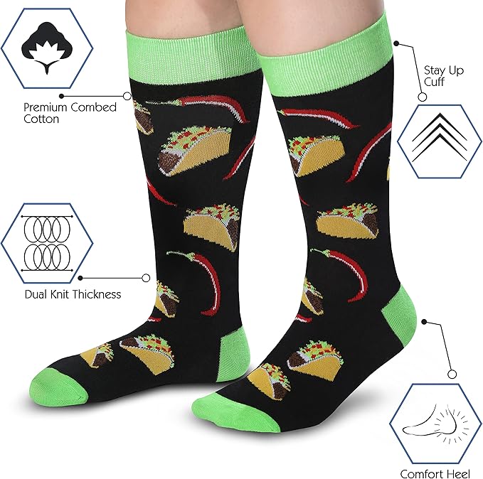 Cavertin Men's Funny Socks Hunting Fishing Football Baseball Gaming Golf Taco Pizza Bacon Christmas Gift for Men