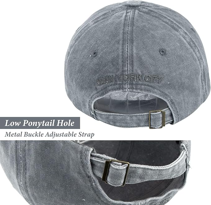 Baseball Hat New-York Distressed-Adjustable-Strapback - Washed Twill Dad Hat Unisex