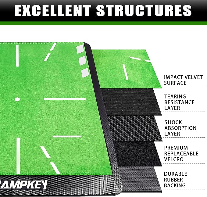 CHAMPKEY Heavy-Duty Golf Hitting Mat - Swing Path Feedback Golf Practice Mat - Ideal for Indoor and Outdoor Training