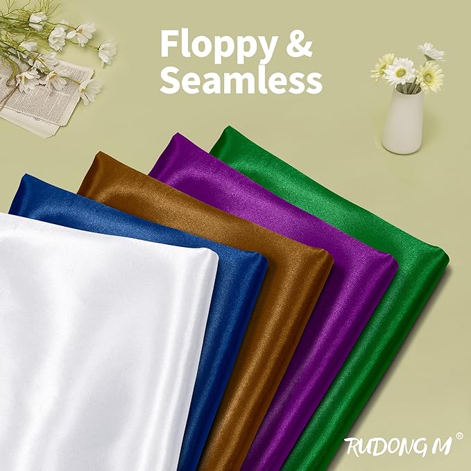 RUDONG M White Satin Fabric by The Yard, 1 Yard x 60 Inch Wide Silky Charmeuse - Image 2