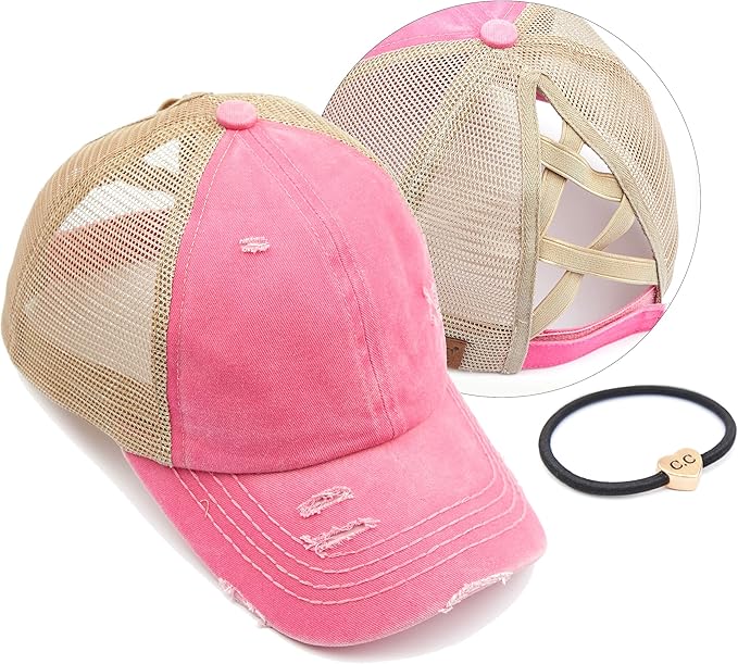 C.C Ponycap Messy High Bun Ponytail Adjustable Glitter Mesh Trucker Baseball Cap