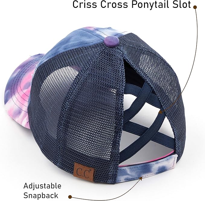 C.C Ponycap Messy High Bun Ponytail Adjustable Glitter Mesh Trucker Baseball Cap
