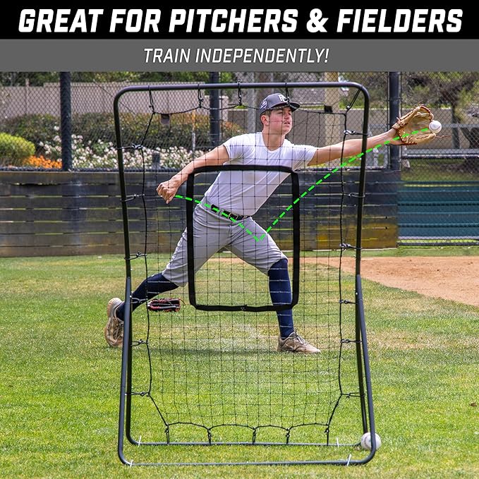 GoSports Baseball & Softball Pitching and Fielding Rebounder - Pitch Back Net - Choose Your Size