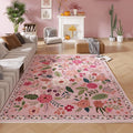 Rugcomf Living Room Rug 6x9 Machine Washable Boho Area Rug Non Slip Floral by Rugcomf