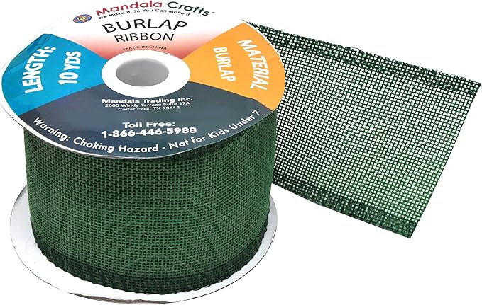 Mandala Crafts Green Burlap Ribbon 2.5 Inches Wide Jute Ribbons - Image 4