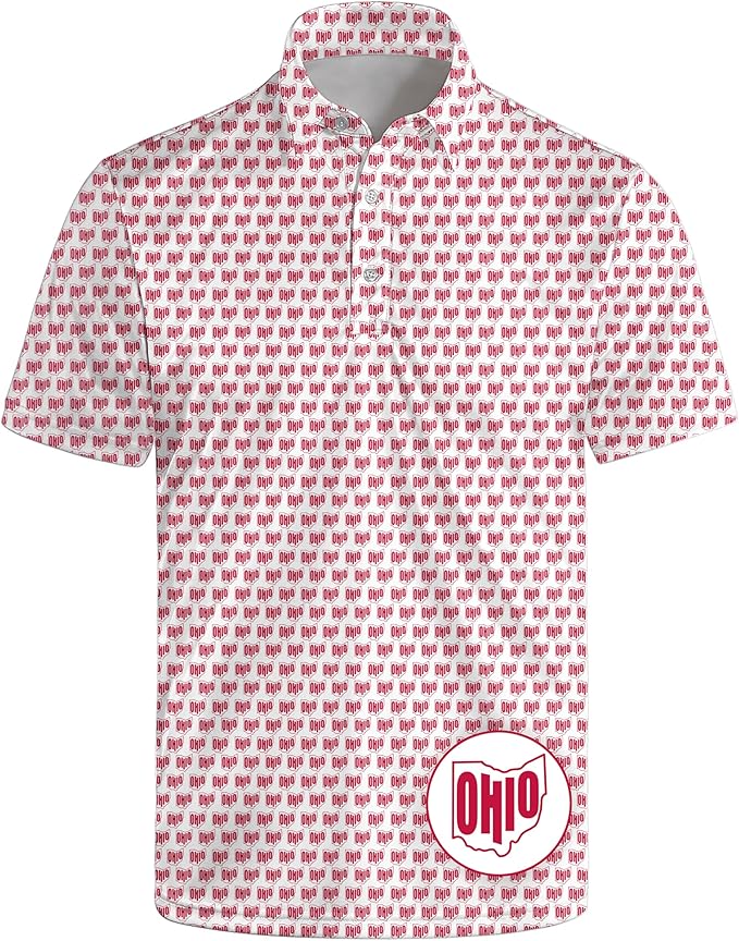 HUURAY Funny Golf Polos for Men Funny Print Short Sleeve Shirts Quick Dry Polo Shirts Hawaiian Shirt Performance Golf Outfits