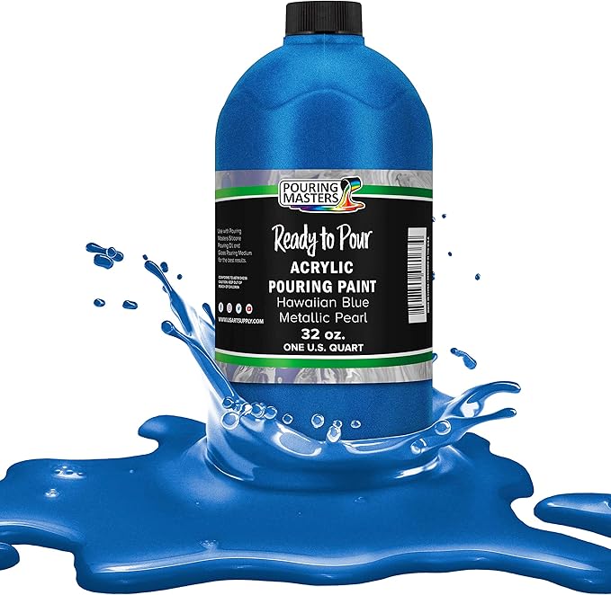 Pouring Masters Hawaiian Blue Metallic Pearl Ready to Pour Acrylic Pouring Paint by USArtSupply