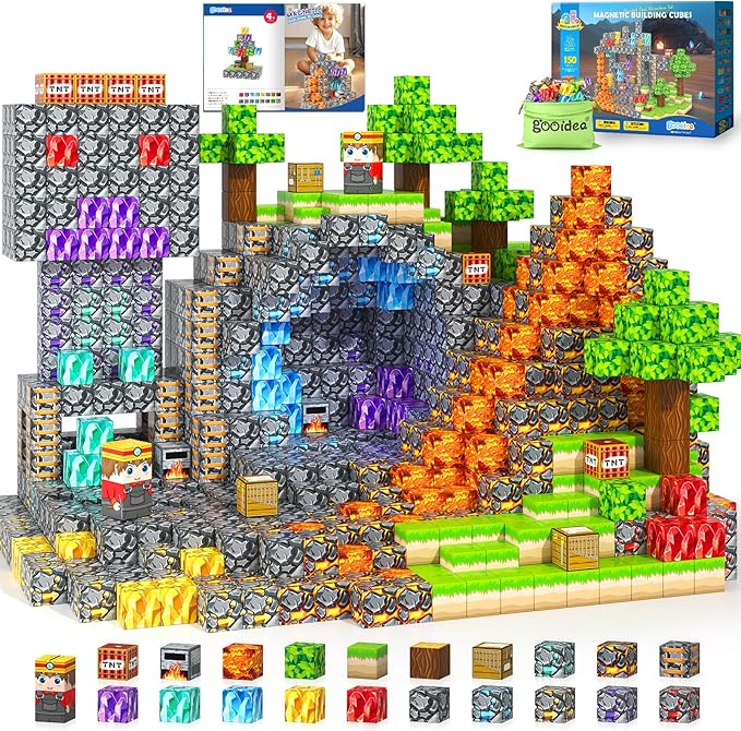 Magnetic Blocks -150 Magnetic Building Blocks STEM Toy, Stacking Mine Magnet by EveryChildsPick