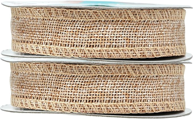 Mandala Crafts Natural Burlap Ribbon 1 Inch Wide Jute Ribbons - Image 2