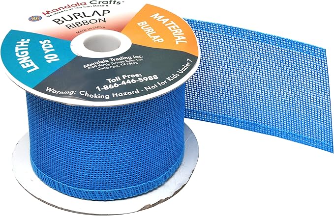 Mandala Crafts Sky Blue Burlap Ribbon 2.5 Inches Wide Jute Ribbons - Image 4