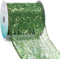 CT CRAFT LLC Sparkling Glitter Mesh Wired Ribbon 4" x 10 Yards Green by CTCRAFTLLC