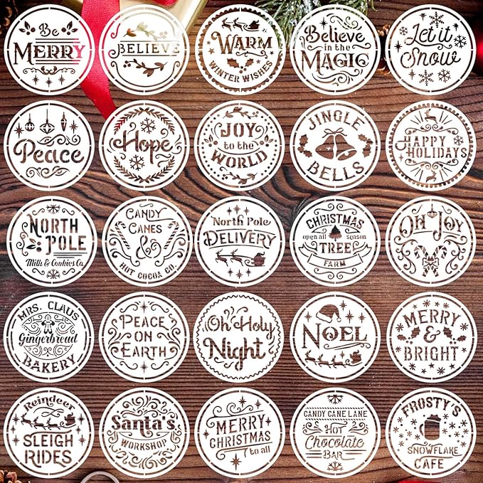 Small Christmas Stencils for Painting on Wood 4inch, Christmas Stencil Xmas by zosylley