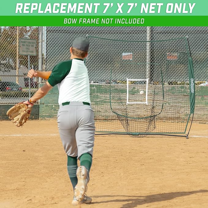 GoSports Replacement 7 x 7 ft Baseball Net - NET ONLY - Frame NOT Included - Choose Your Color