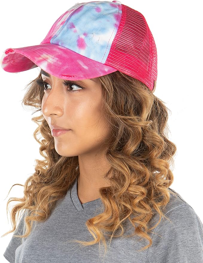Funky Junque Trucker Hat for Women – Distressed Low Profile Western Camo Baseball Cap with Mesh, Trendy and Adjustable Fit