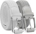 CHAOREN Stretch Belt Men 2 Pack - 1 3/8" Braided Golf Belts For Men - Casual Elastic For Pants and Jeans