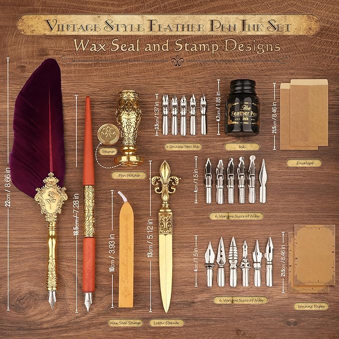 Feather Quill Pen and Ink Set 27Pcs Calligraphy Pens Fountain Pen Calligraphy - Image 2