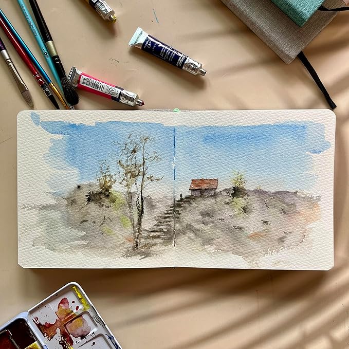 tumuarta Square Watercolor Sketchbook, 140 LB, 100% Cotton Paper, Cold Press - Image 6