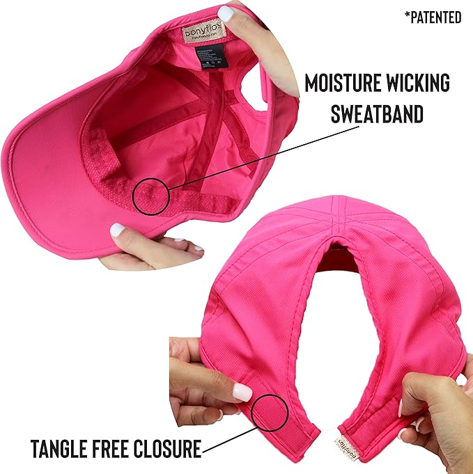 Ponyflo Women’s Ponytail Baseball Cap, Patented Active Feather-Light Hat with Open Back